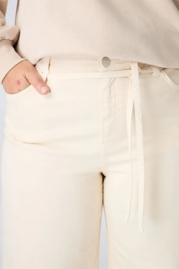 Wide leg jeans met strikkoord