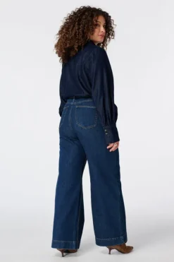 Wide leg jeans met voorzakken