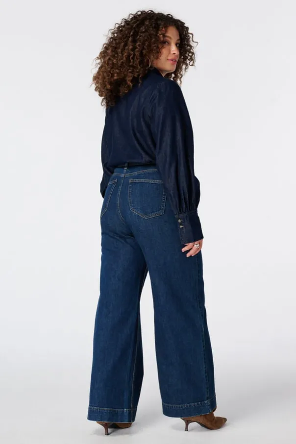 Wide leg jeans met voorzakken