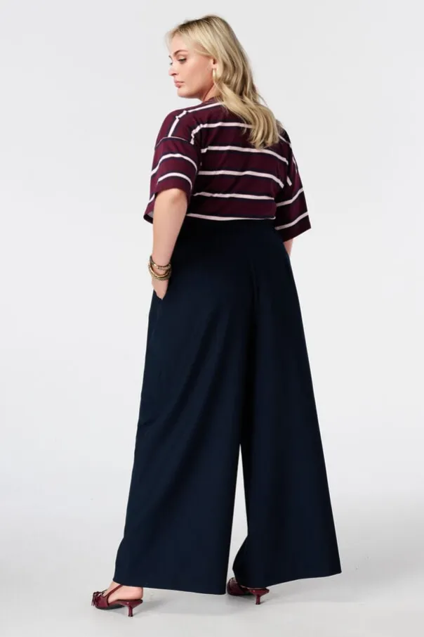 Wide leg pantalon met plooien