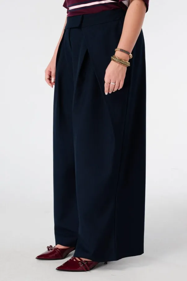 Wide leg pantalon met plooien