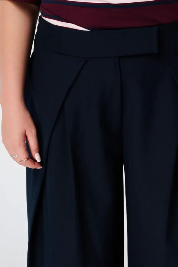 Wide leg pantalon met plooien