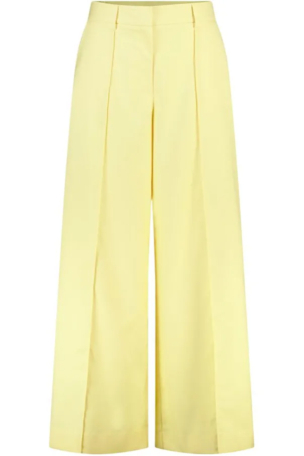 Wide leg pantalon met siernaden
