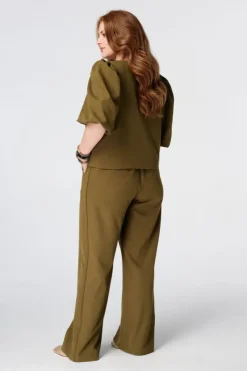 Wide-leg pantalon met zijstreep
