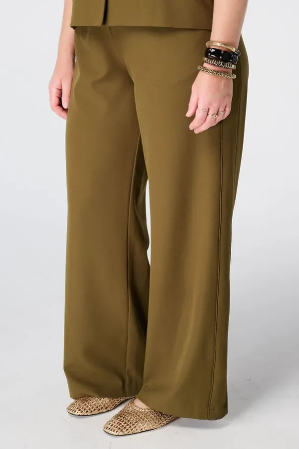 Wide-leg pantalon met zijstreep
